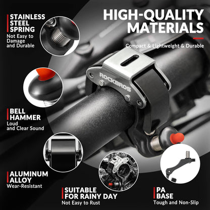 Zvonek na kolo, hlasitý 100 dB, inovativní mini zvonek na kolo, ROCKBROS