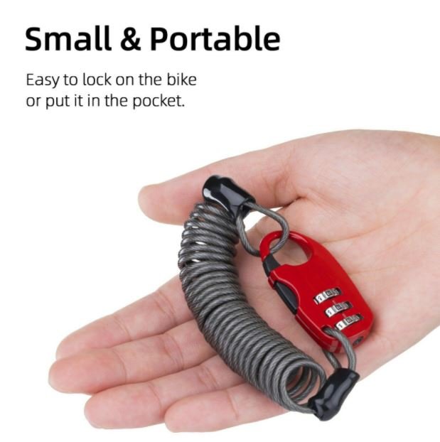 Zámek na přilbu ROCKBROS Mini na kolo Motocyklový zámek Lankový zámek Kombinovaný zámek