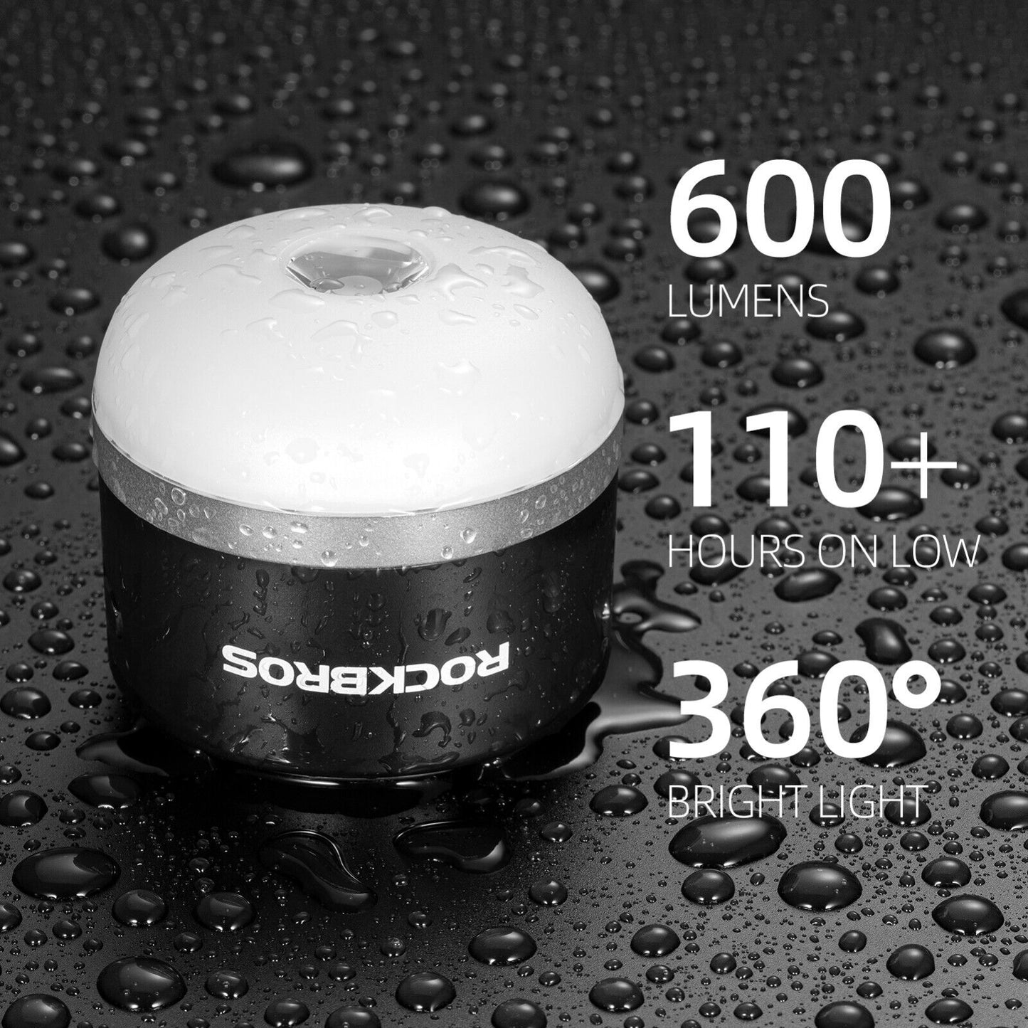 ROCKBROS Outdoor Camping Lucerna USB svítilny 600 lumenů IPX65 LED světelná baterie