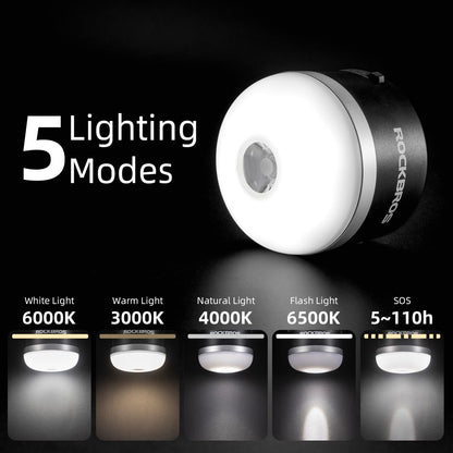 ROCKBROS Outdoor Camping Lucerna USB svítilny 600 lumenů IPX65 LED světelná baterie