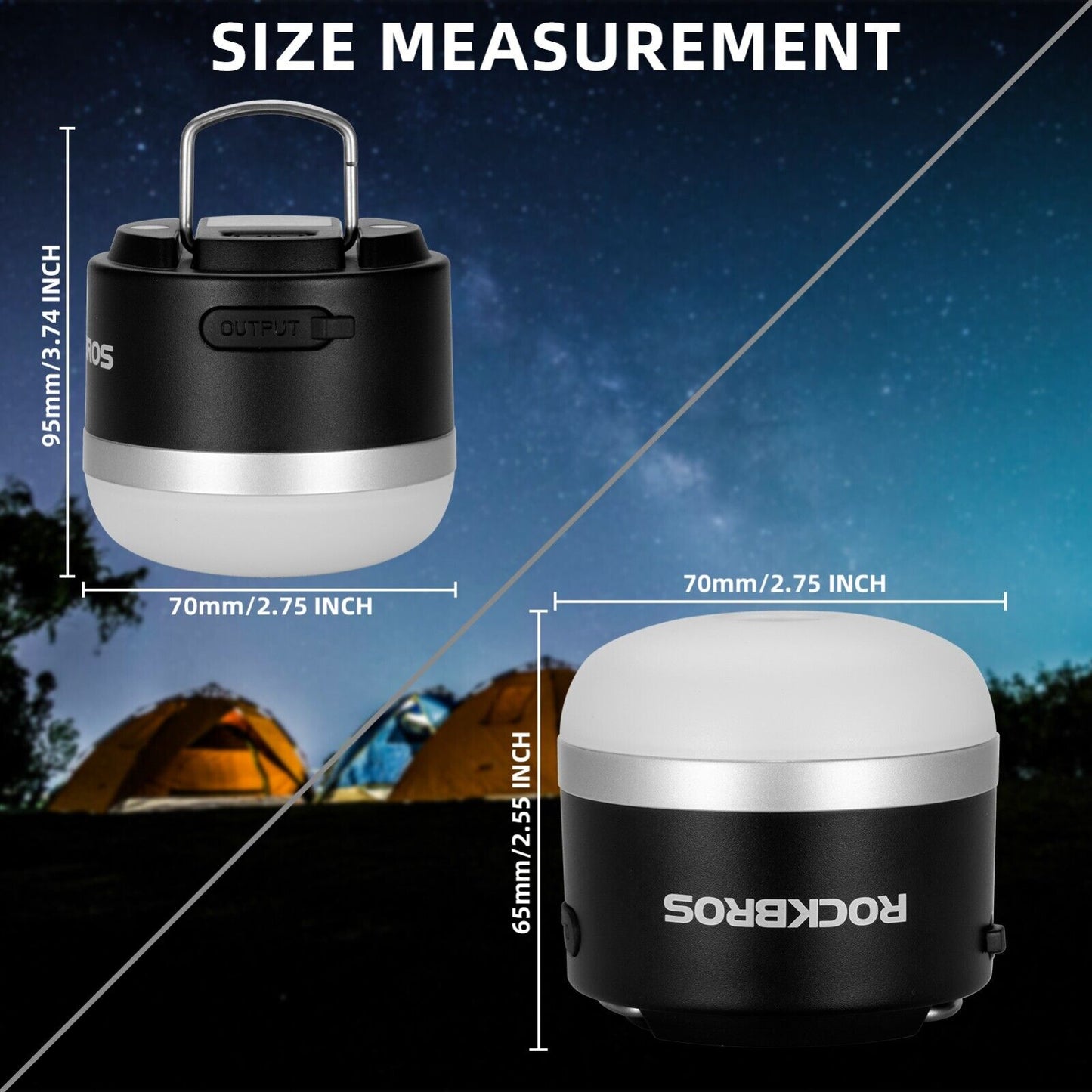 ROCKBROS Outdoor Camping Lucerna USB svítilny 600 lumenů IPX65 LED světelná baterie