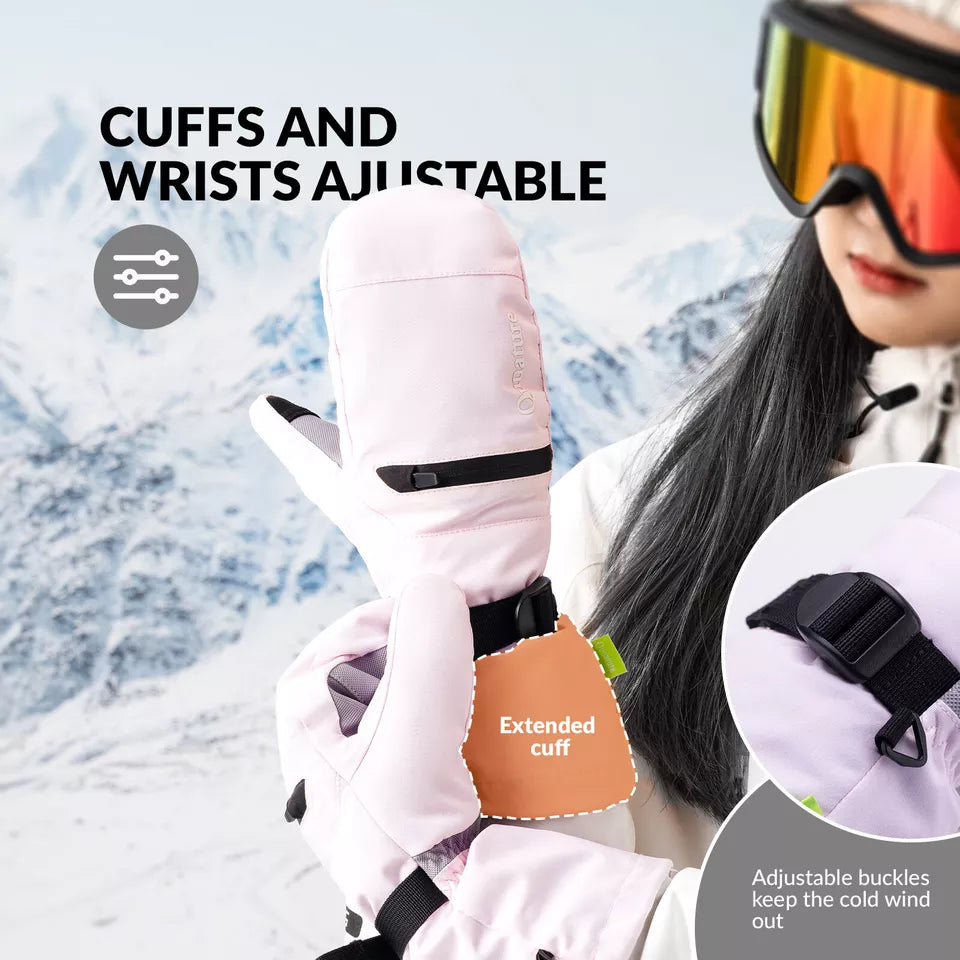Teplé lyžařské rukavice Qunature Vodotěsné rukavice na snowboard XS-XL ženy/muži