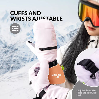 Teplé lyžařské rukavice Qunature Vodotěsné rukavice na snowboard XS-XL ženy/muži