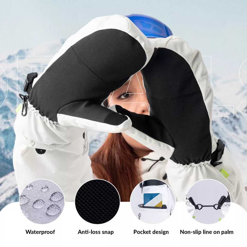 Teplé lyžařské rukavice Qunature Vodotěsné rukavice na snowboard XS-XL ženy/muži