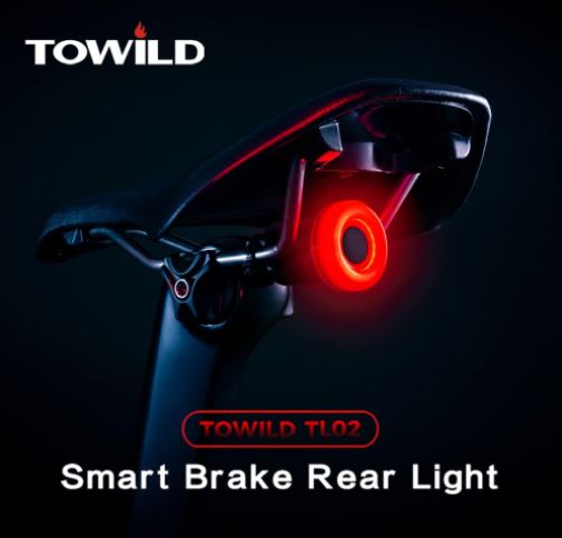 Zadní světlo na kolo TOWILD s automatickým snímáním brzdy USB dobíjecí zadní světlo na kolo IPX7 Vodotěsné 3 bezpečnostní režimy Ultra jasné pro bezpečnou noční jízdu