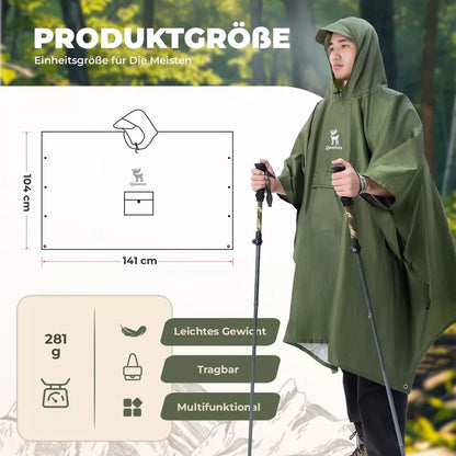 Qunature Outdoors Multifunkční Rain Poncho Cyklistické Rain Cape Rain Poncho