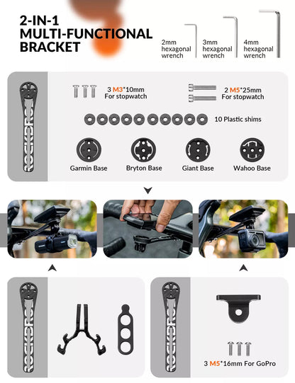 ROCKBROS Cyklistický počítač GPS Adaptér na světlo na kolo GoPro Carbon Fiber