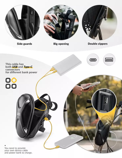 Taška na E-Scooter ROCKBROS Vodoodpudivá 1,3L taška na řídítka Přední kapsa PU