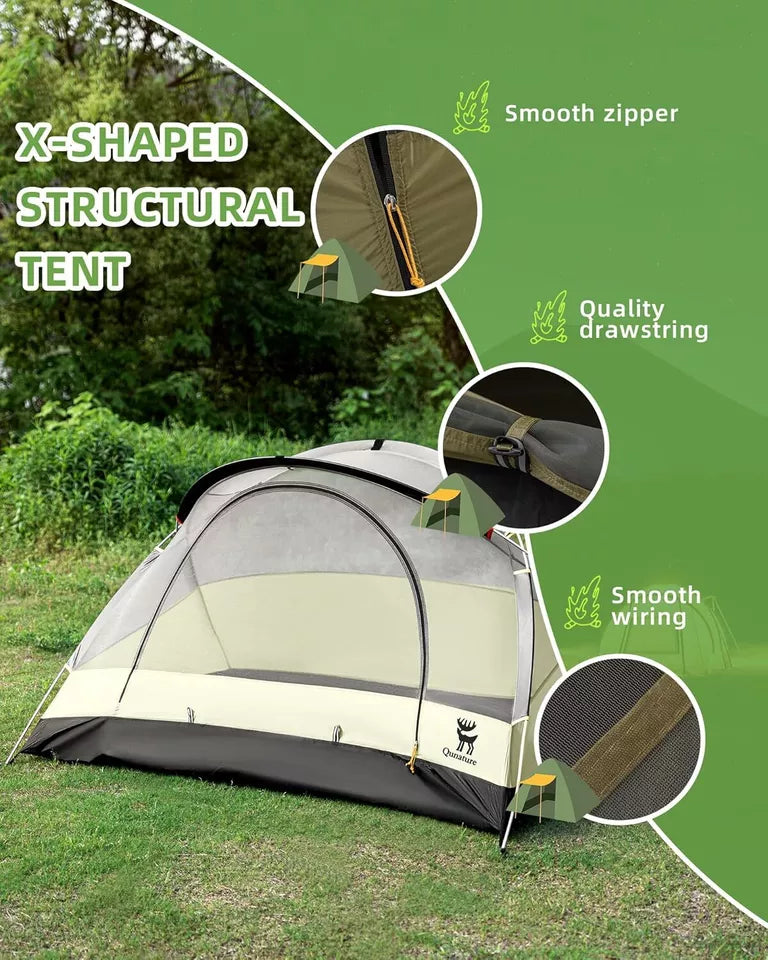 Quanature Campingový stan pro 2 osoby Batoh Tent Vodotěsný stan s X-Structure