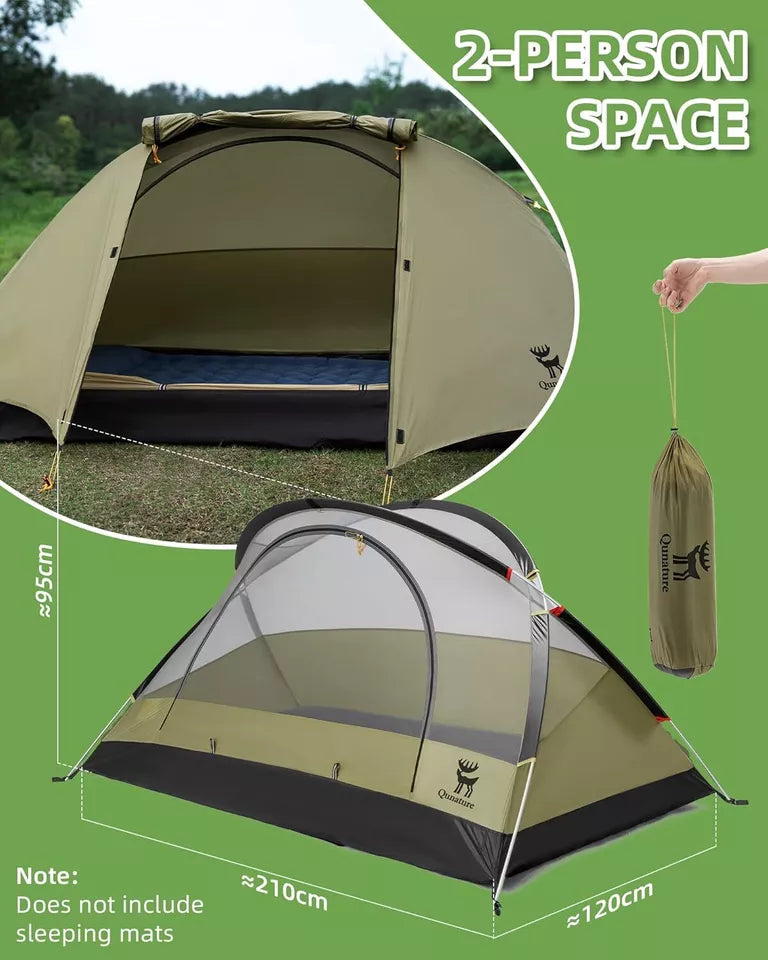 Quanature Campingový stan pro 2 osoby Batoh Tent Vodotěsný stan s X-Structure