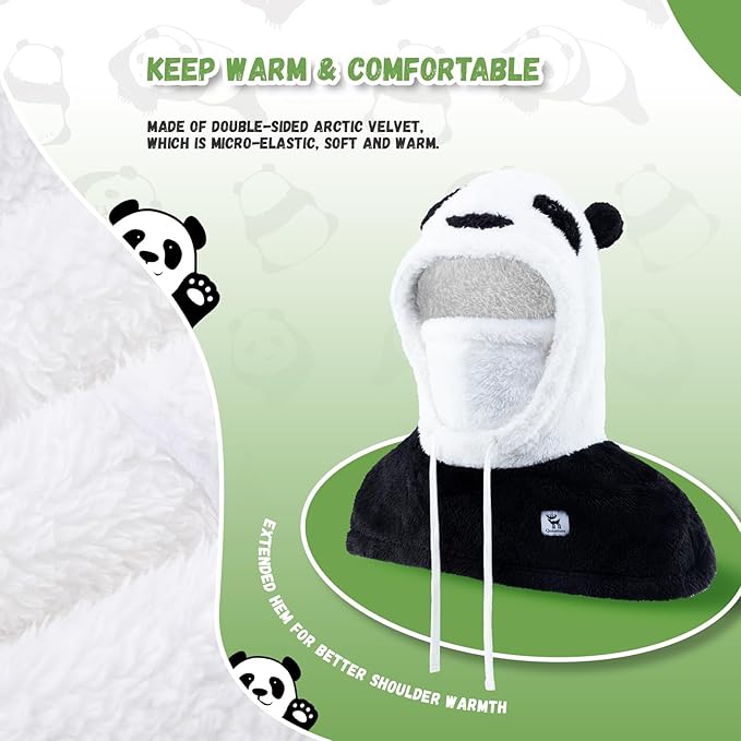 Qunature zimní kukla lyžařská maska pro děti a rodiče panda design celoobličejové masky kukla pro podzimní a zimní outdoorové aktivity jako je lyžování motorka cyklistika