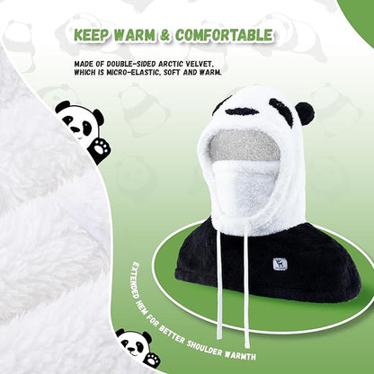 Qunature zimní kukla lyžařská maska pro děti a rodiče panda design celoobličejové masky kukla pro podzimní a zimní outdoorové aktivity jako je lyžování motorka cyklistika