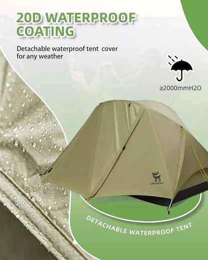 Quanature Campingový stan pro 2 osoby Batoh Tent Vodotěsný stan s X-Structure