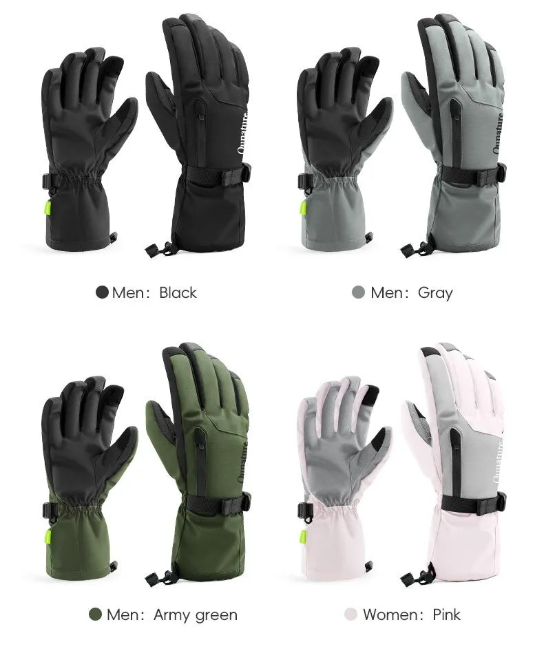Rukavice Qunature Zimní lyžařské/sněhové rukavice Větruodolné pro kolo/motocykl XS-XL