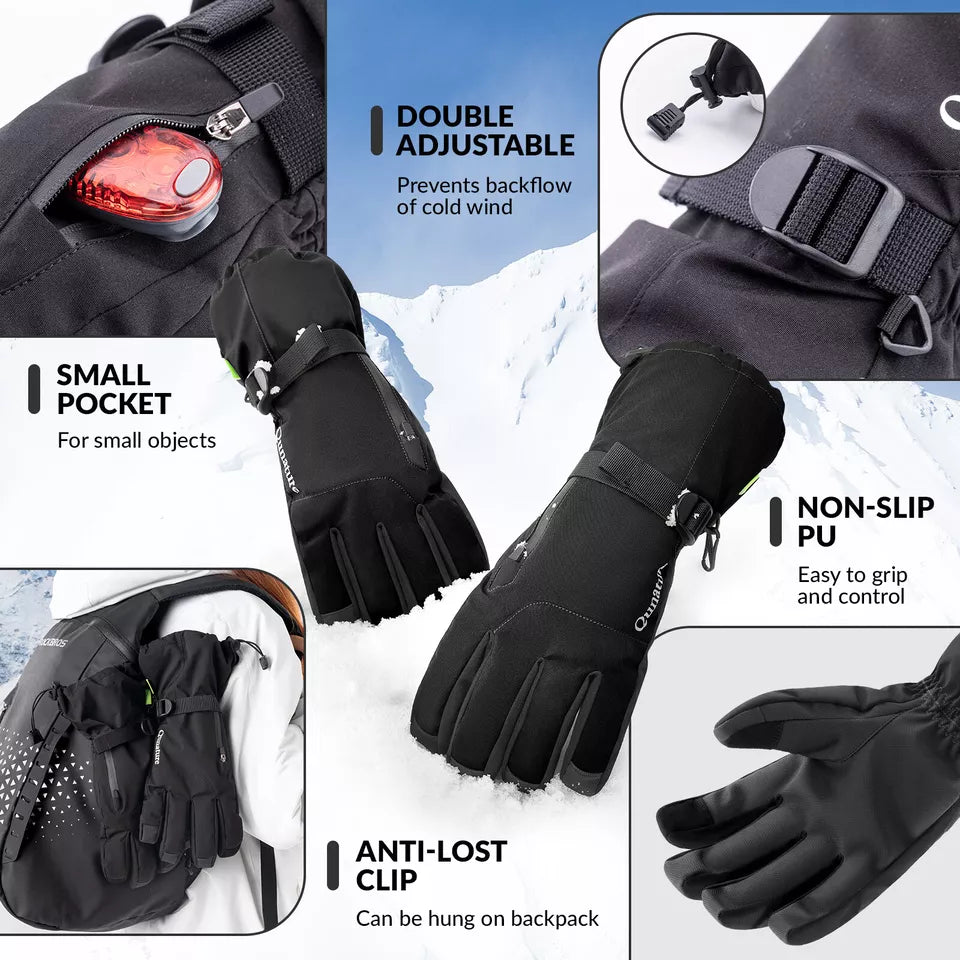 Rukavice Qunature Zimní lyžařské/sněhové rukavice Větruodolné pro kolo/motocykl XS-XL