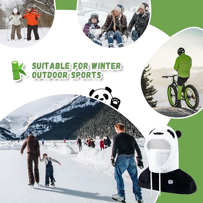 Qunature zimní kukla lyžařská maska pro děti a rodiče panda design celoobličejové masky kukla pro podzimní a zimní outdoorové aktivity jako je lyžování motorka cyklistika