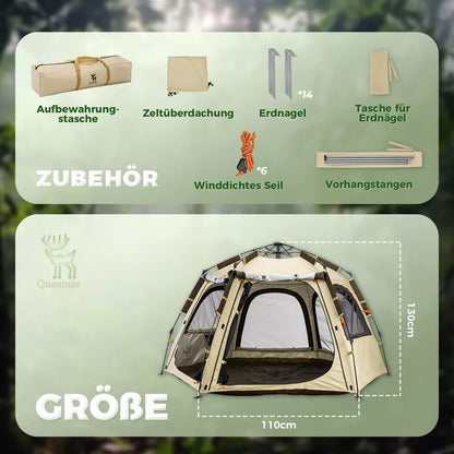 Campingový stan Qunature 2-4 osoby vyskakovací stan Dome stan Vodotěsný kempingový stan